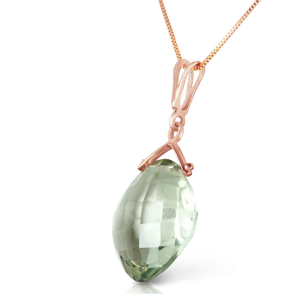14K.NECKLACE W/NATURAL CHECKERBOARD CUT GREEN AMETHYST (Rose Gold) - Picture 2 of 3